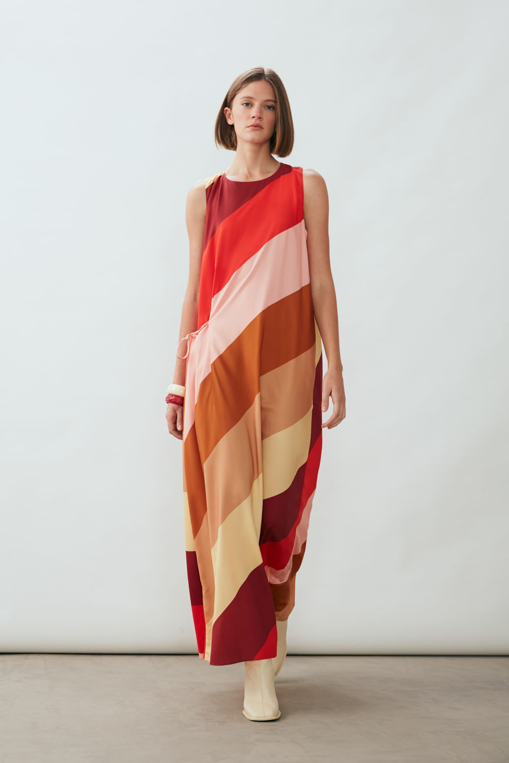 Vestido detalhes stripes vermelho hibisco 40